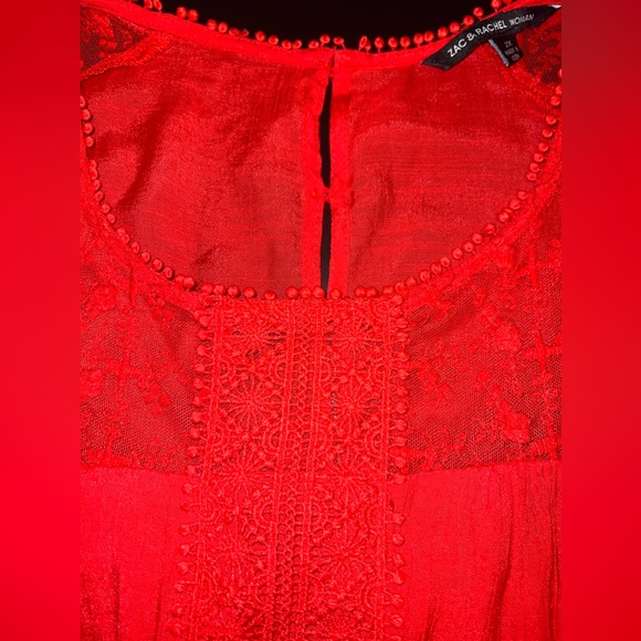 Zac & Rachel Red Sleeveless Shift Dress With Lace Detail Size 2XL EUC - Picture 3 of 9
